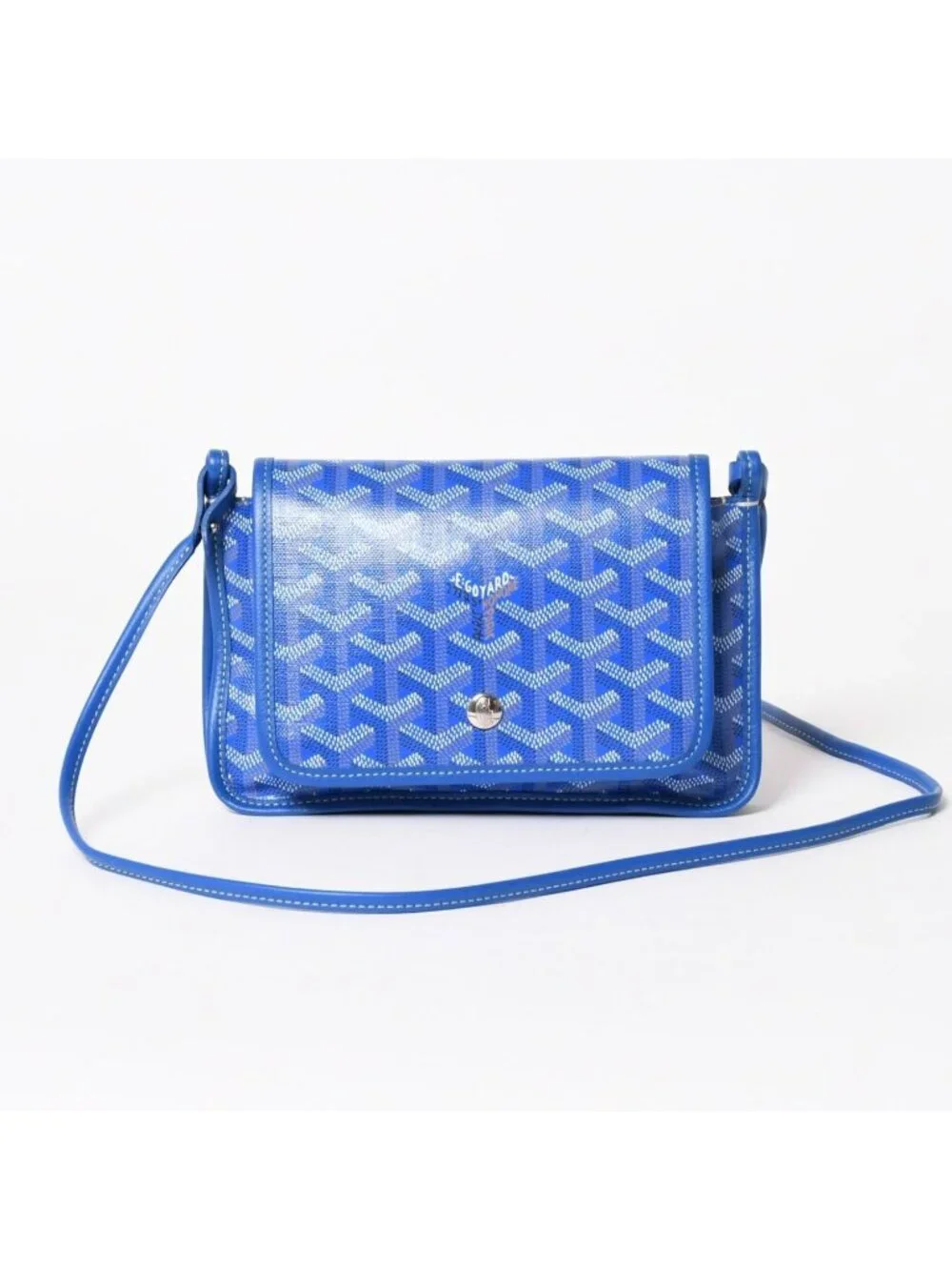 Goyard Plumet Pouch Wallet Shoulder Bag Blue Silver